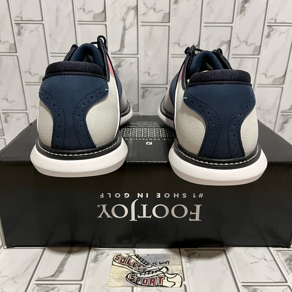 New FootJoy Traditions Waterproof Golf Shoes Cleats Blue White Pink Men 8.5 - 13 - Picture 5 of 16